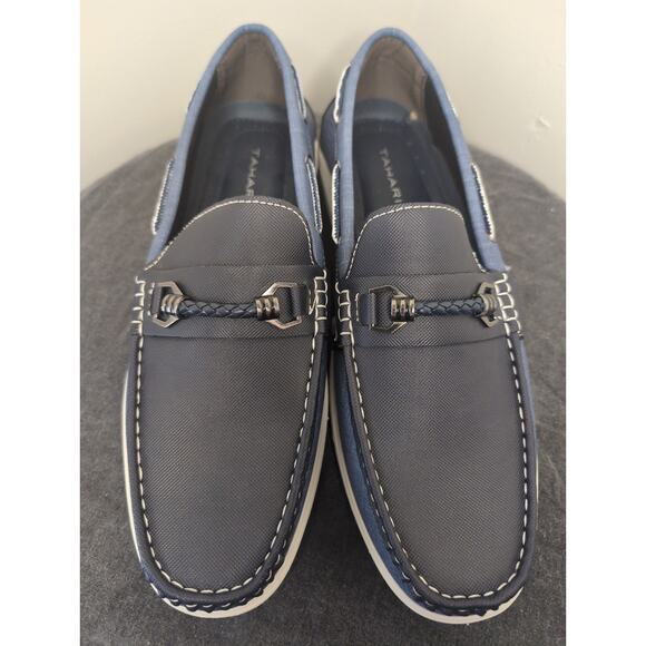 Tahari mens preppy Hunley dressy nautical blue loafers 13 - Picture 2 of 10